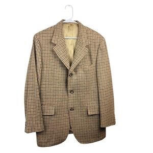 E. Chiavini Custom Tailored Mens Houndstooth Wool Blazer Sport Coat Size 42R